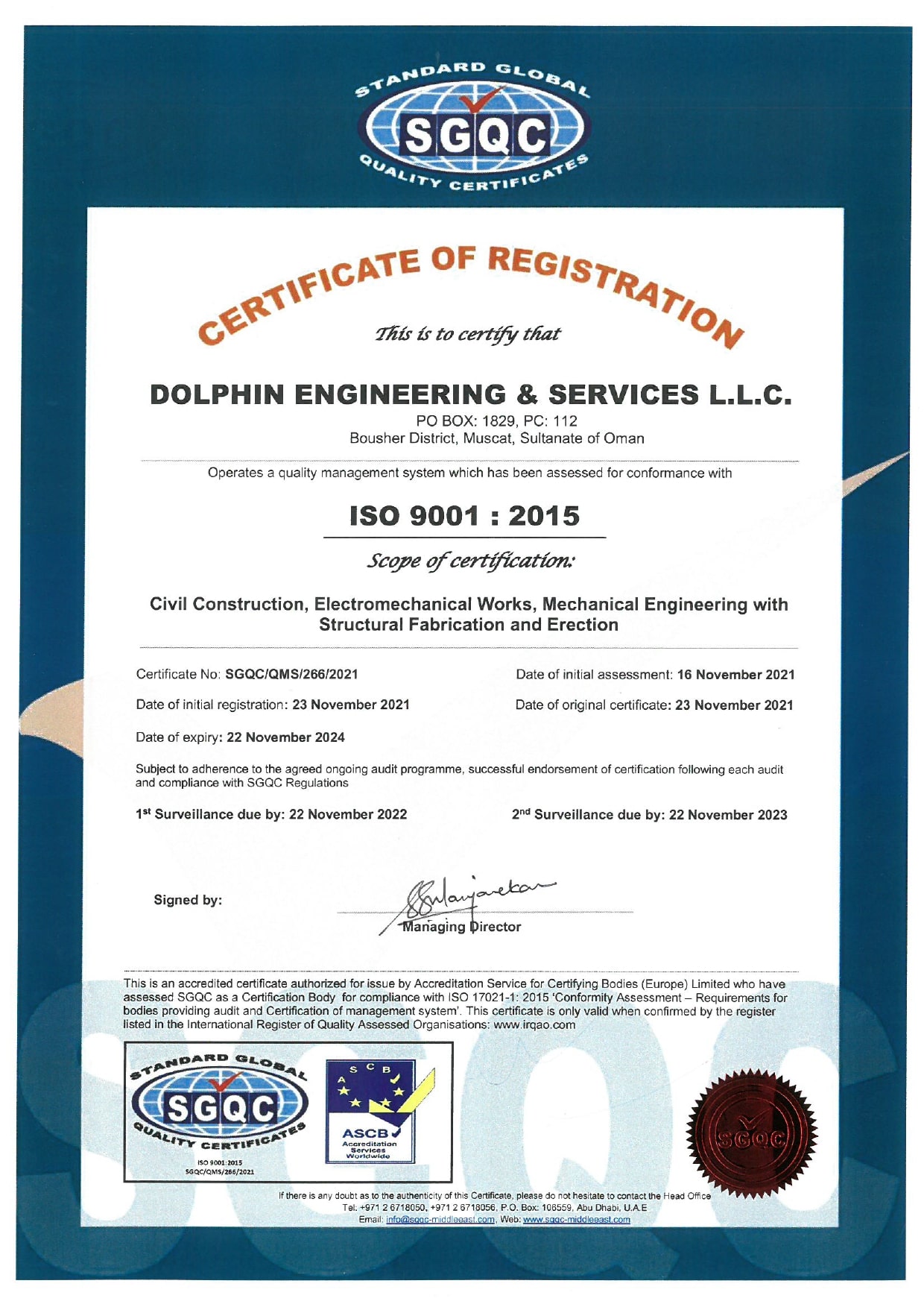 iso certificate 9001